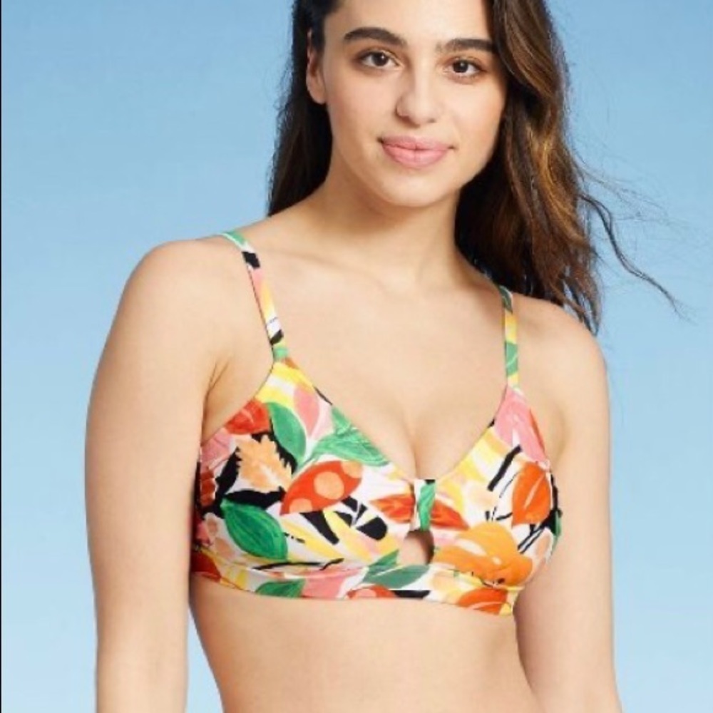 Kona Sol NWT Women's V-Neck Knot Bikini Top/Hipster bikini bottom/Multi/ 12-14 L